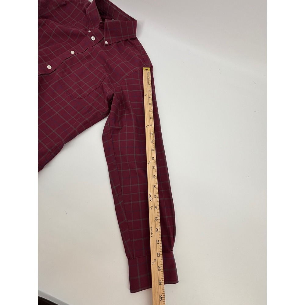 Brooks Brothers Regent Fit Non-Iron Cotton Check Shirt Mens Medium Burgundy Red - Picture 6 of 11